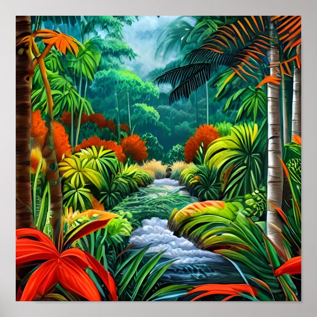 Poster Retrato paisagístico de uma selva (Frente)