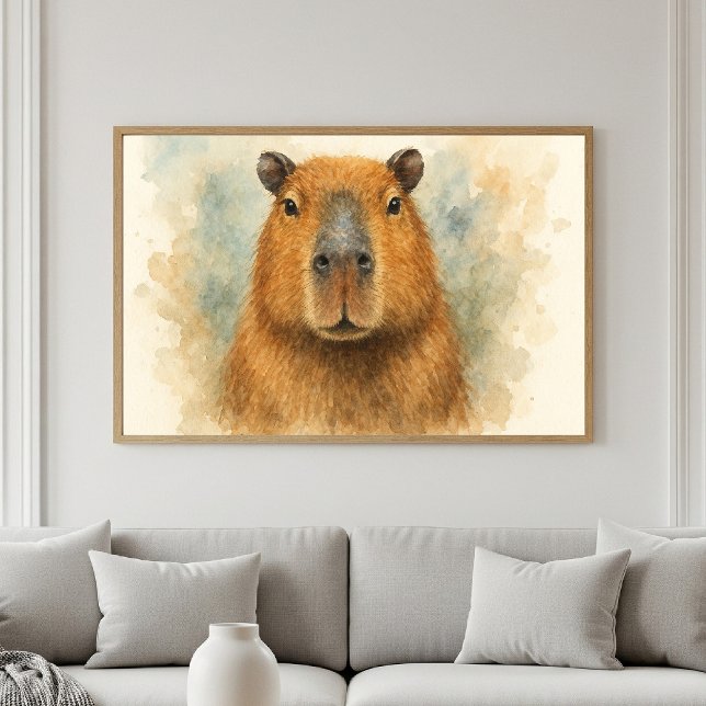 Poster Retrato Peaceful Capybara Watercolor (Criador carregado)