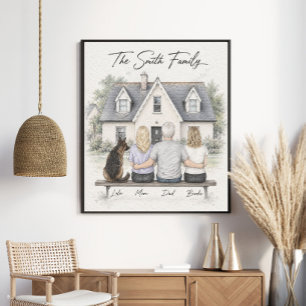Poster Retrato Personalizado da Casa da Família
