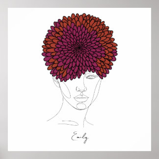 Poster Retrato Personalizado da Flor de Nascimento de Nov