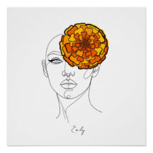 Retrato Personalizado da Flor de Nascimento de Out