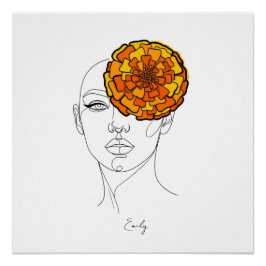 Pôster Retrato Personalizado da Flor de Nascimento de Out