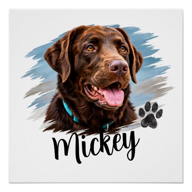 Pôster Retrato Personalizado de Cachorro (Frente)