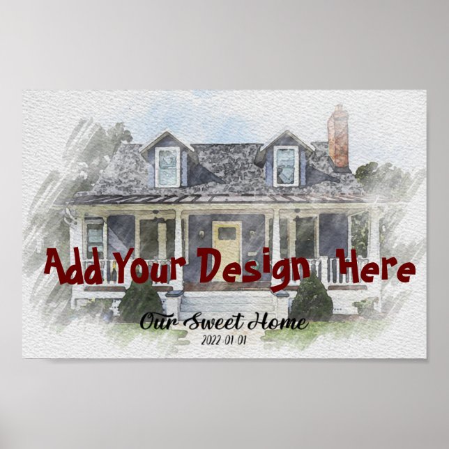 Poster Retrato personalizado de desenho da casa (Frente)