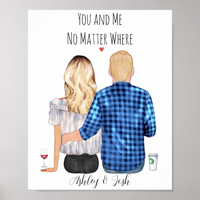Poster Retrato personalizado do casal (Frente)