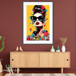 Poster Retrato pop de Arte de Mulher em Cores Brilhantes<br><div class="desc">Whimsy Wall Art Co. Introduz: O Passo da Coleção "Pop Femme" num mundo onde a representação clássica encontra a arte pop contemporânea na nossa vibrante Coleção "Pop Femme". Esta série curada celebra a multifacetada essência da feminilidade através de uma explosão de cores, padrões ousados e imagens icônicas. Cada impressão na...</div>
