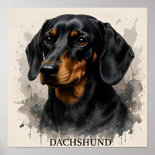 Poster Retrato Premium de Cachorro Salsicha Dachshund
