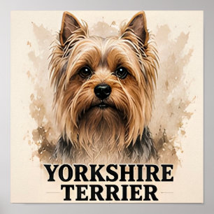 Poster Retrato Premium de Yorkshire Terrier em Arte