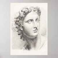 Retrato preto e branco da antiga escultura grega