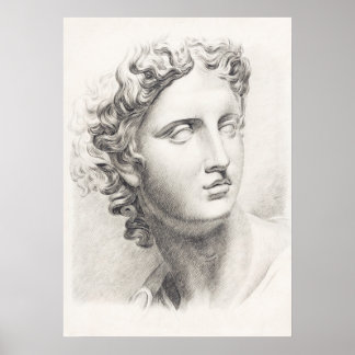 Poster Retrato preto e branco da antiga escultura grega