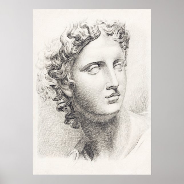 Poster Retrato preto e branco da antiga escultura grega (Frente)