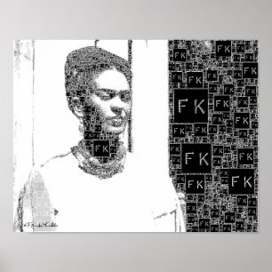 Pôster Retrato preto e branco de Frida Kahlo