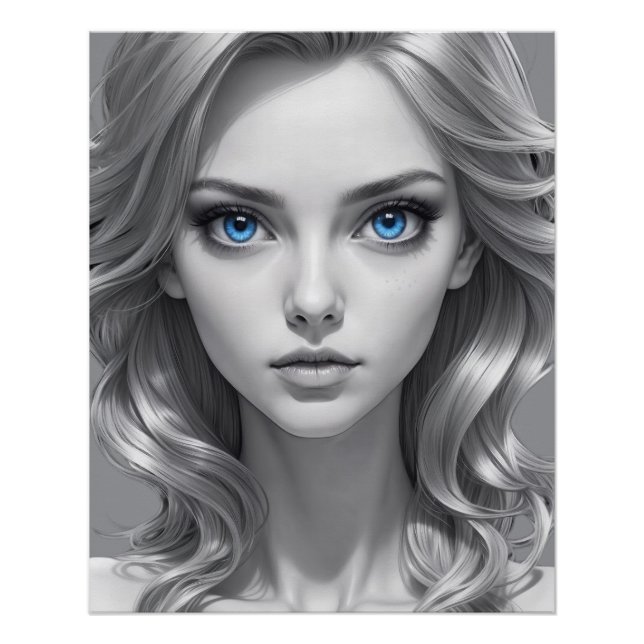 Pôster Retrato preto e branco elegante (Frente)