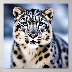 Poster Retrato Próximo de um Leopardo-da-Neve
