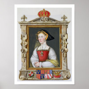 Pôster Retrato rainha de Jane Seymour (c.1509-37) da ó d