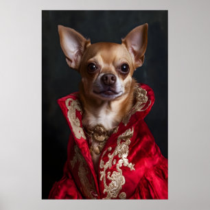 Poster Retrato Real de Chihuahua, Arte de Cachorro ao Est