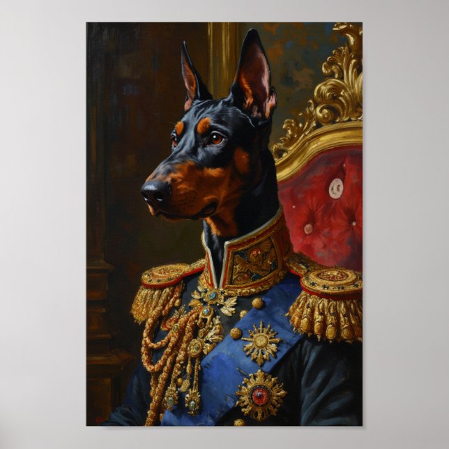 Poster Retrato Real de Doberman (Frente)