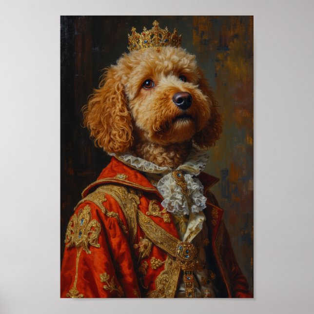 Poster Retrato Real de Goldendoodle (Frente)