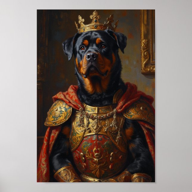 Poster Retrato Real de Rottweiler (Frente)