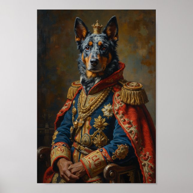 Poster Retrato Real do Blue Heeler (Frente)