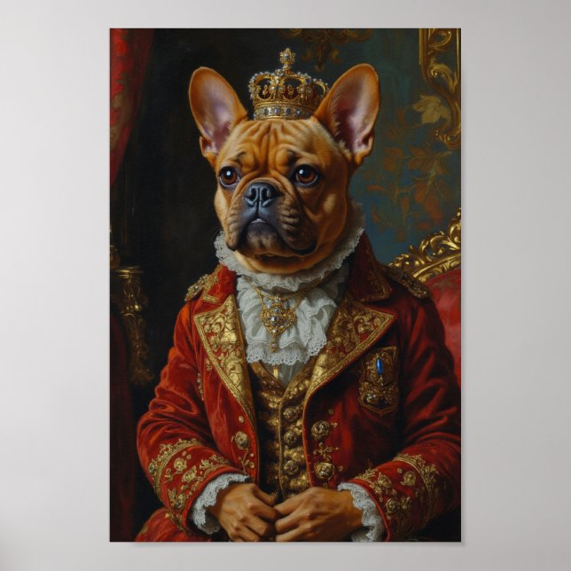 Poster Retrato Real do Bulldog Francês (Frente)