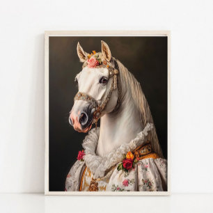 Poster Retrato Real do Cavalo Branco, Animal Vitoriano Vi