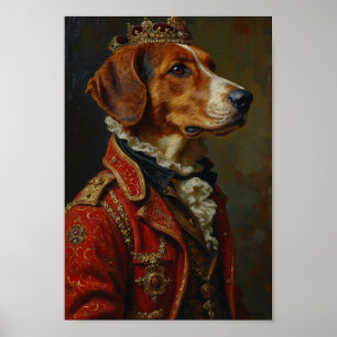 Poster Retrato Real do Foxhound Inglês