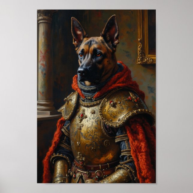 Poster Retrato Real do Malinois Belga (Frente)