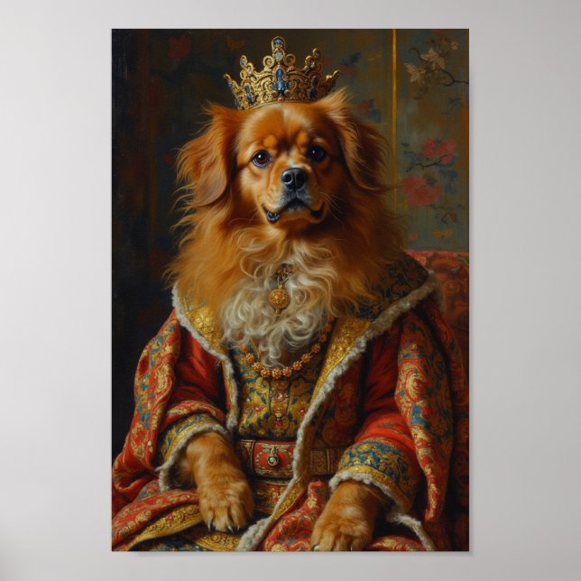 Poster Retrato Real do Spaniel Tibetano (Frente)