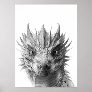 Poster Retrato Realista de Dragão Quarto de Criança 