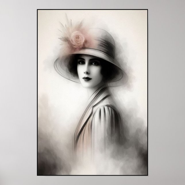 Poster Retrato Retro Mistico de Elegância (Frente)