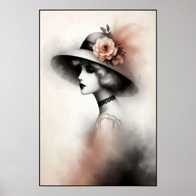 Poster Retrato Retro Mistico de Elegância (Frente)