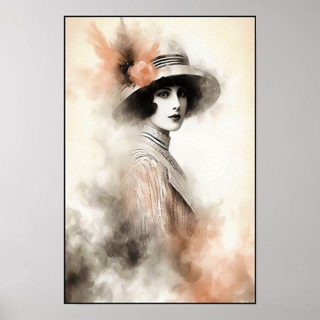 Poster Retrato Retro Mistico de Elegância (Frente)