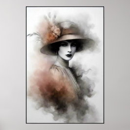 Poster Retrato Retro Mistico de Elegância