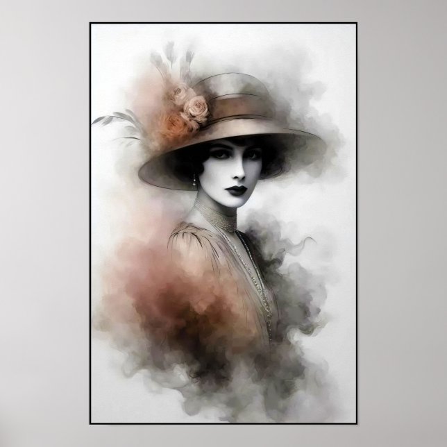 Poster Retrato Retro Mistico de Elegância (Frente)
