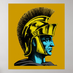 Pôster Retrato romano do pop art do gladiador