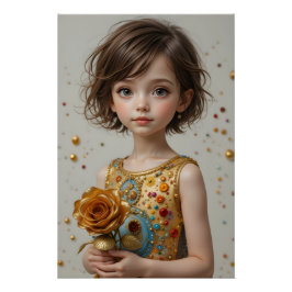 Pôster Retrato Rosa do ouro