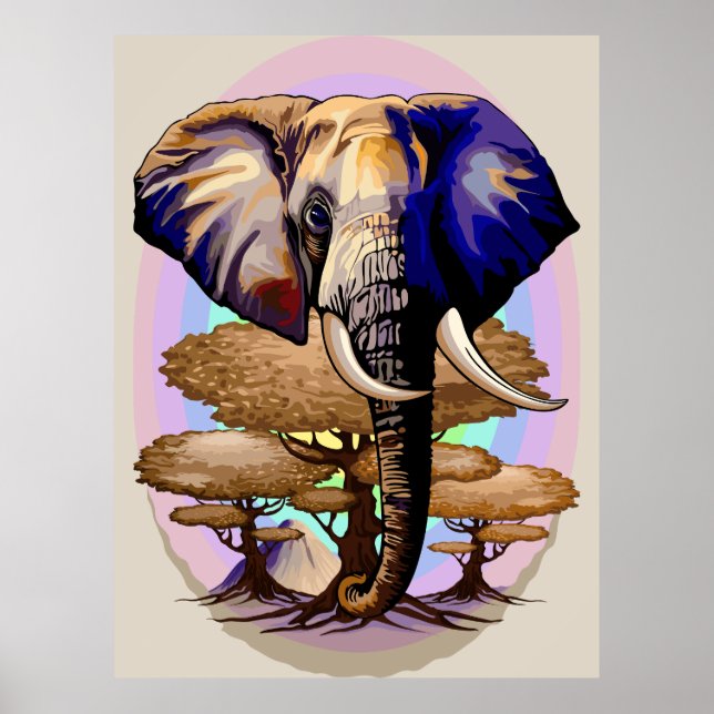 Poster Retrato Surreal do Elefante Africano (Frente)