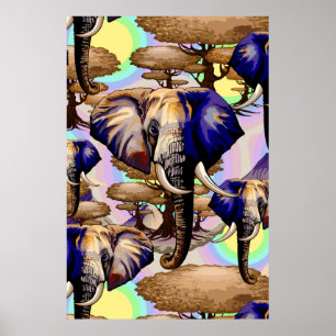 Poster Retrato Surreal do Elefante Africano