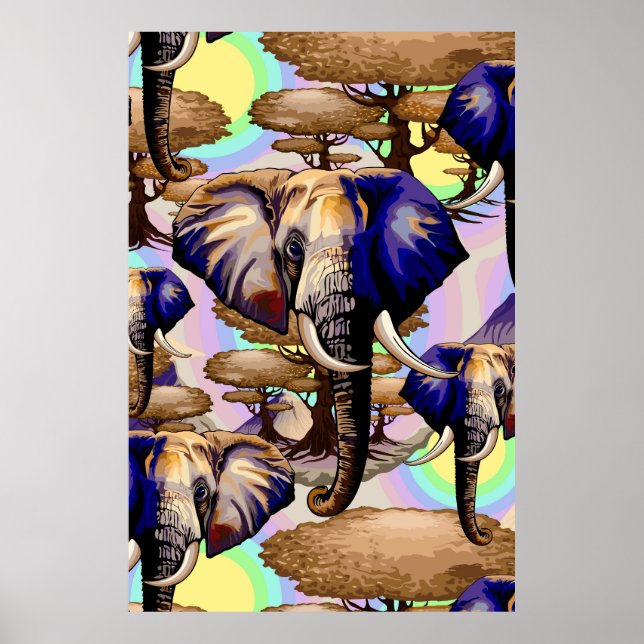Poster Retrato Surreal do Elefante Africano (Frente)