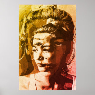 Poster Retrato Surrealista com Múltiplos Olhos – Psicodél