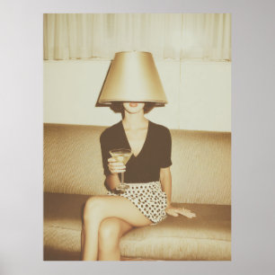 Poster Retrato Surrealista de Humor com Martini