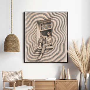 Poster Retrato Surrealista de Janela Ondulada   Arte Sonh