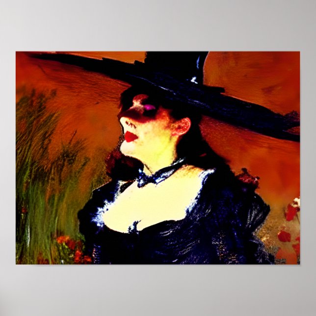 Poster Retrato Vintage de Bruxa Vitoriana (Frente)