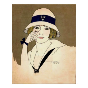 Pôster retrato vintage de uma flapper