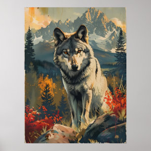 Poster Retrato Vintage do Lobo