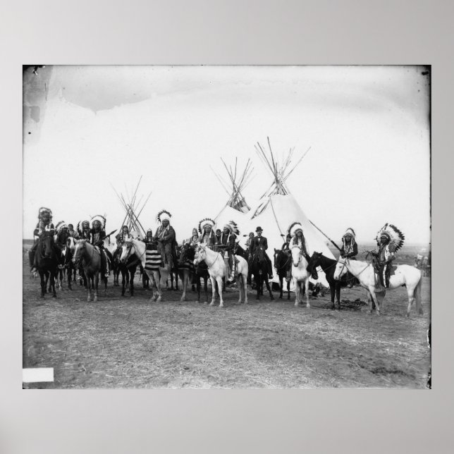 Pôster Retrato Vintage Indiano Nativo Americano (Frente)