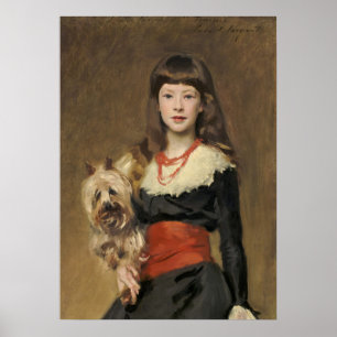 Poster Retrato Vitoriano de Jovem Menina com Terrier Felp