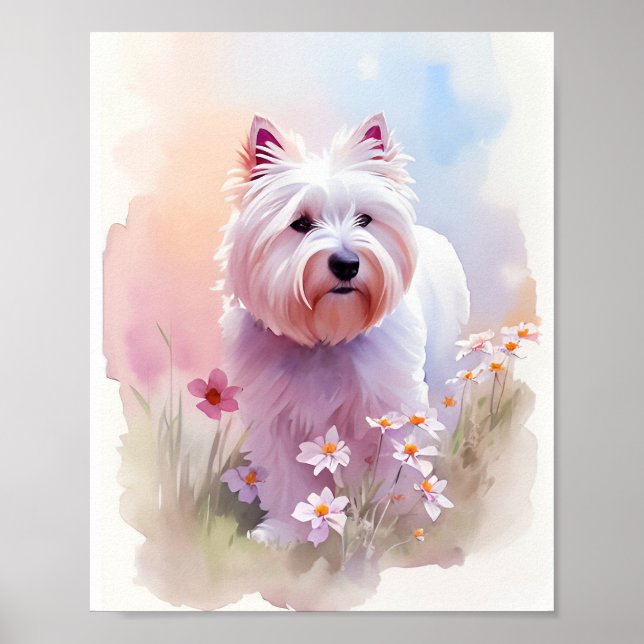 Poster Retrato Westie Watercolor 1 (Frente)