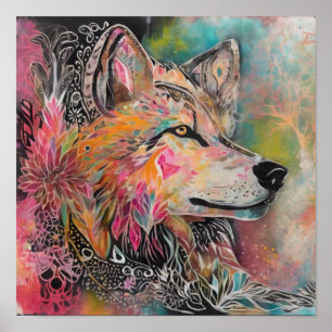Poster Retrato Whimsical Wolf